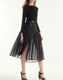Cynthia Rowley Kora Kilt Skirt BLACK Hot