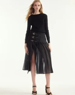 Cynthia Rowley Kora Kilt Skirt BLACK Hot