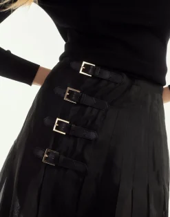 Cynthia Rowley Kora Kilt Skirt BLACK Hot