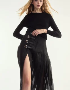 Cynthia Rowley Kora Kilt Skirt BLACK Hot