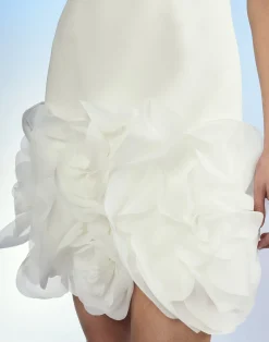 Cynthia Rowley Kourtney Organza Flower Hem Dress White Clearance