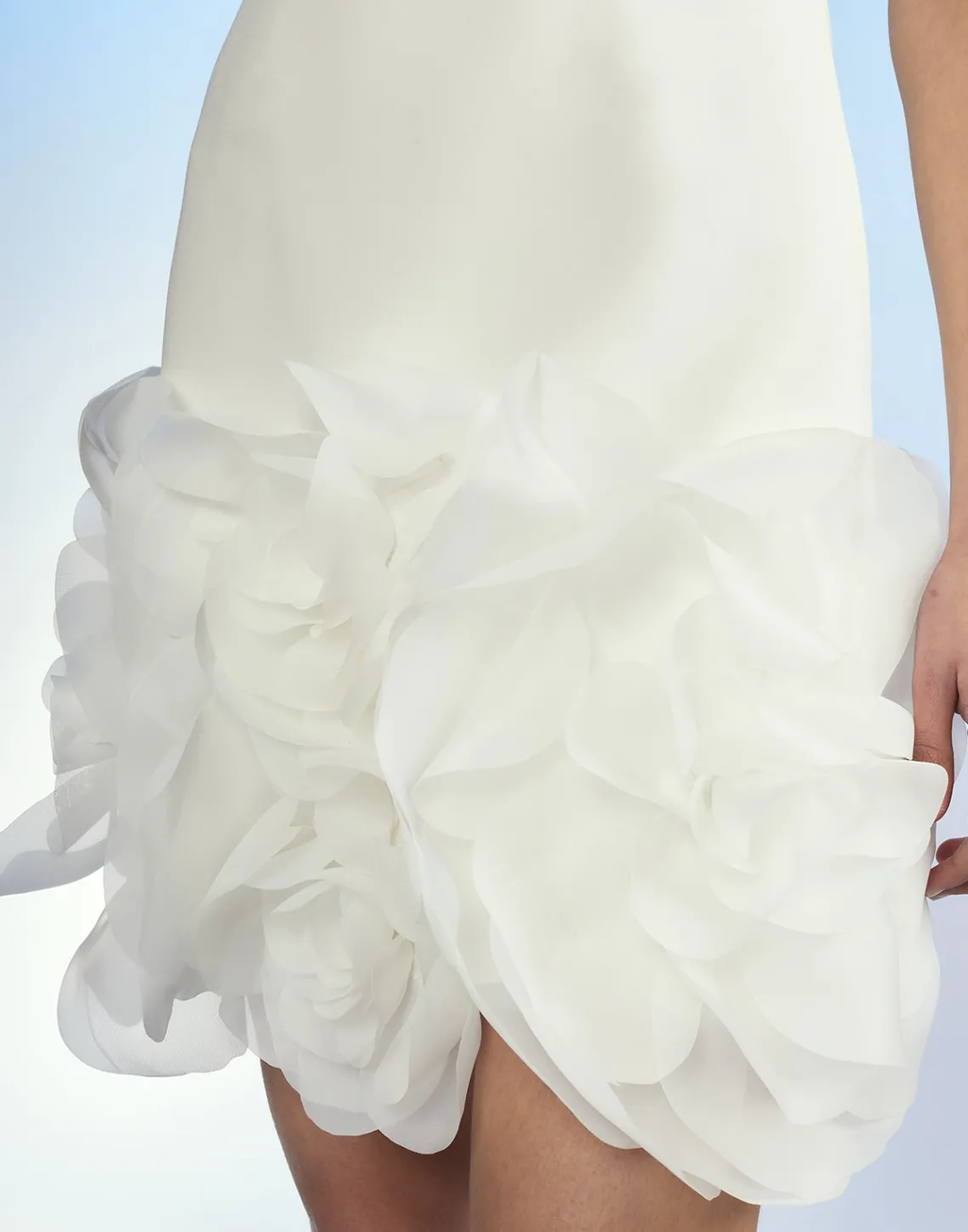 Cynthia Rowley Kourtney Organza Flower Hem Dress White Clearance