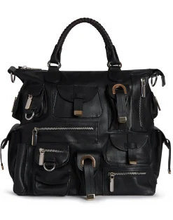Cynthia Rowley Leather Cargo Pocket Bag BLACK Discount