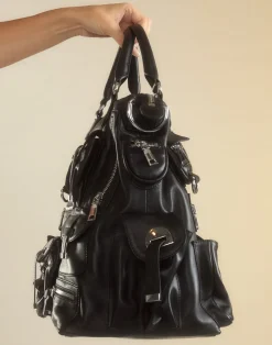 Cynthia Rowley Leather Cargo Pocket Bag BLACK Discount