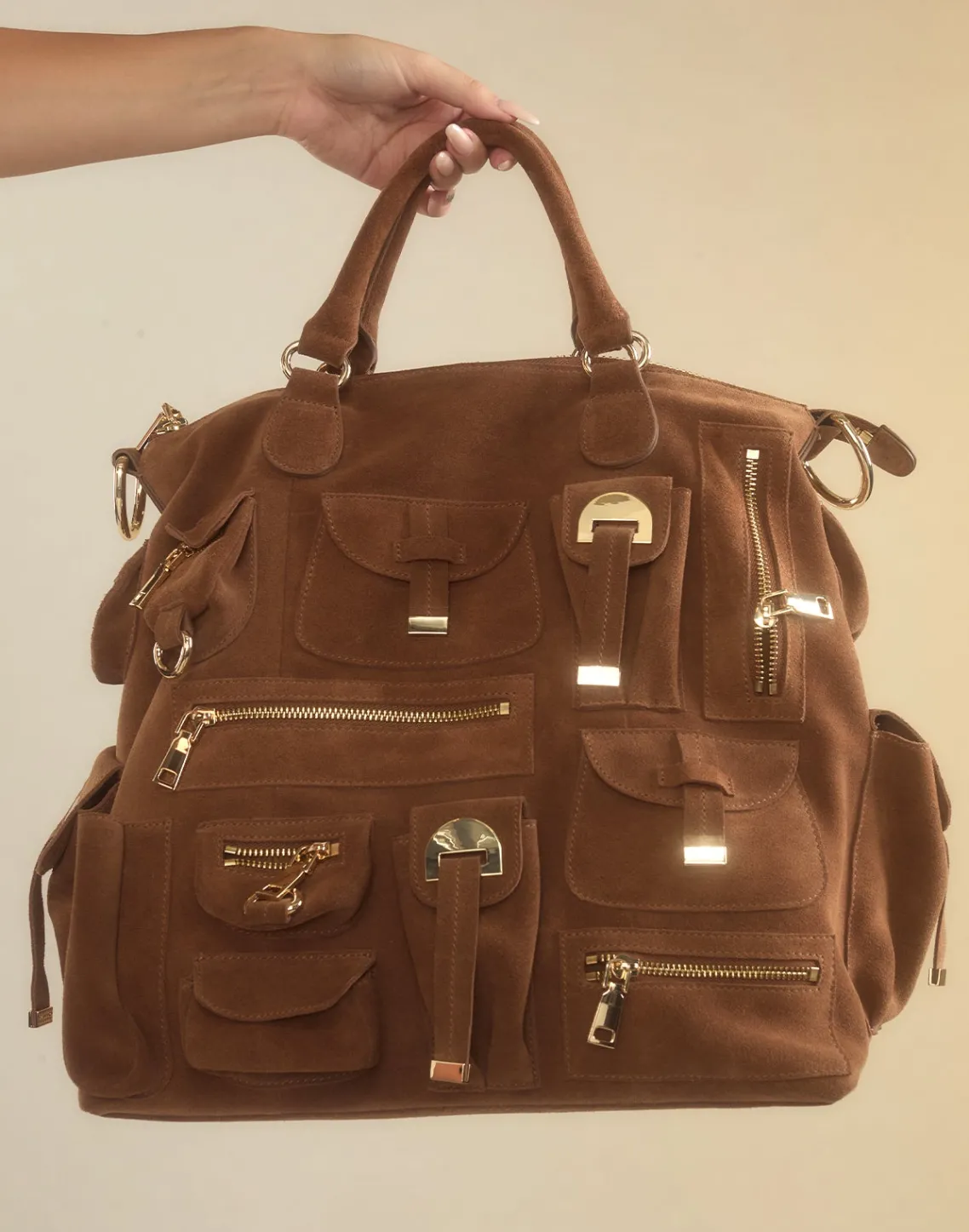 Cynthia Rowley Leather Cargo Pocket Bag BROWN Online