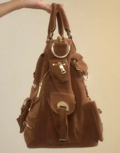 Cynthia Rowley Leather Cargo Pocket Bag BROWN Online