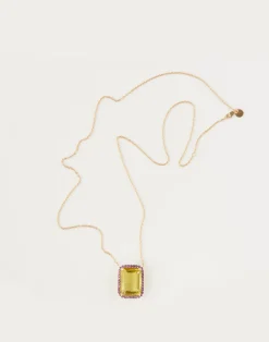 Cynthia Rowley Lemon Quartz with Amethyst Pendant New