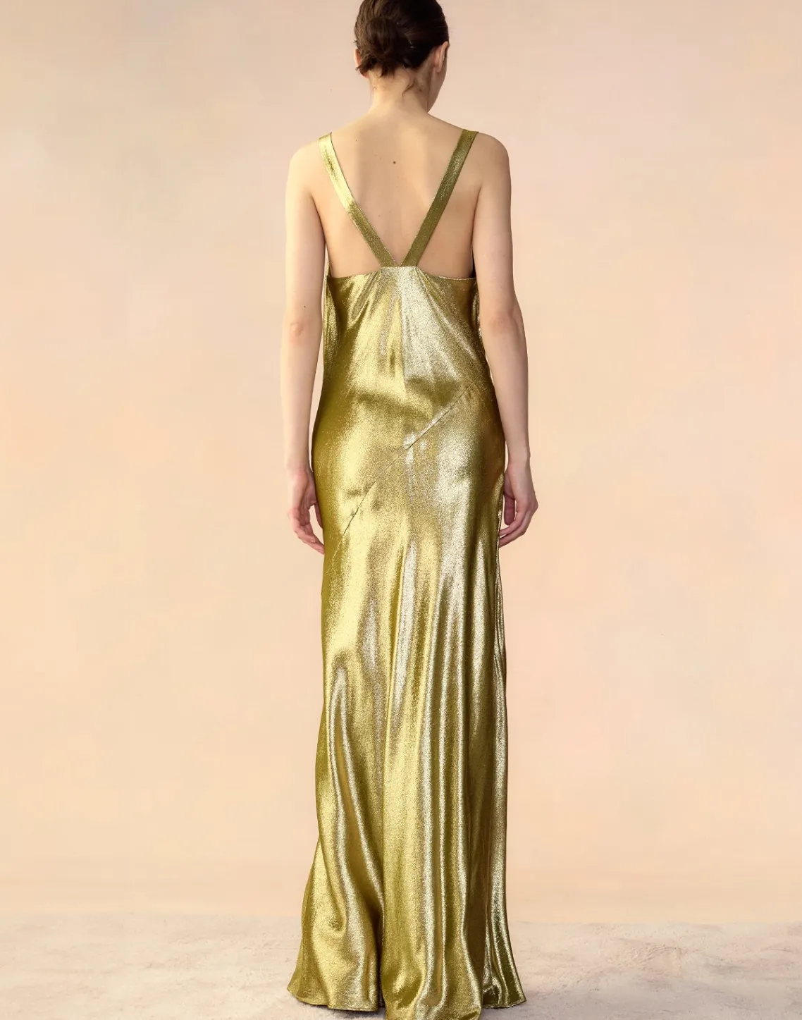 Cynthia Rowley Liquid Gold Lamé Dress GREEN Discount