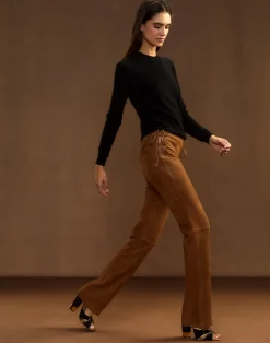 Cynthia Rowley Liv Lace-Up Suede Pants BROWN Clearance