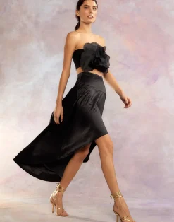 Cynthia Rowley Livia Satin Skirt BLACK Clearance