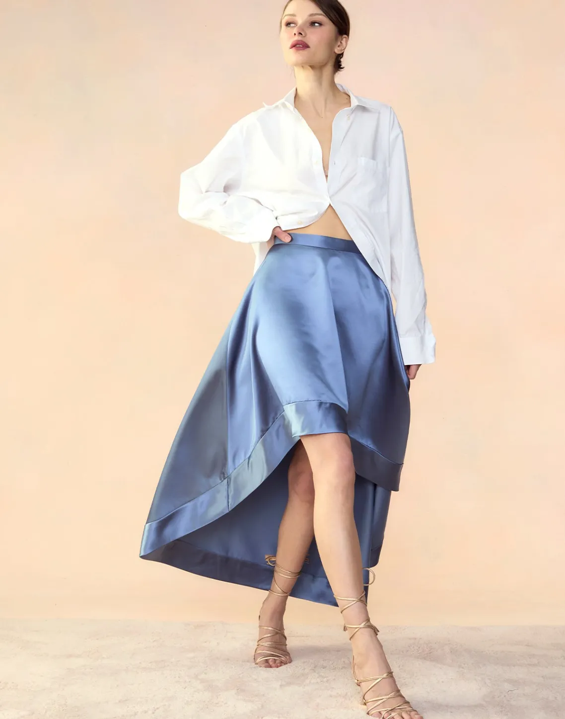 Cynthia Rowley Livia Satin Skirt GRAY Sale