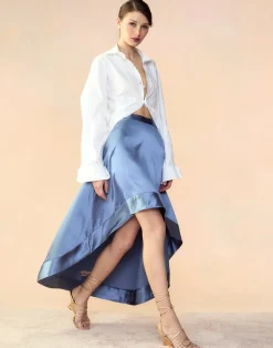 Cynthia Rowley Livia Satin Skirt GRAY Sale