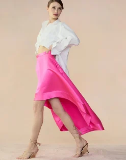 Cynthia Rowley Livia Satin Skirt HTPNK Sale