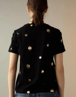 Cynthia Rowley Lock & Key Metallic Tee BLACK Sale