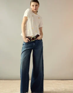 Cynthia Rowley Lock & Key Metallic Tee White New