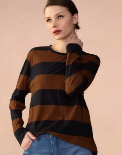 Cynthia Rowley Long Sleeve Everyday Tee BLKBR Fashion