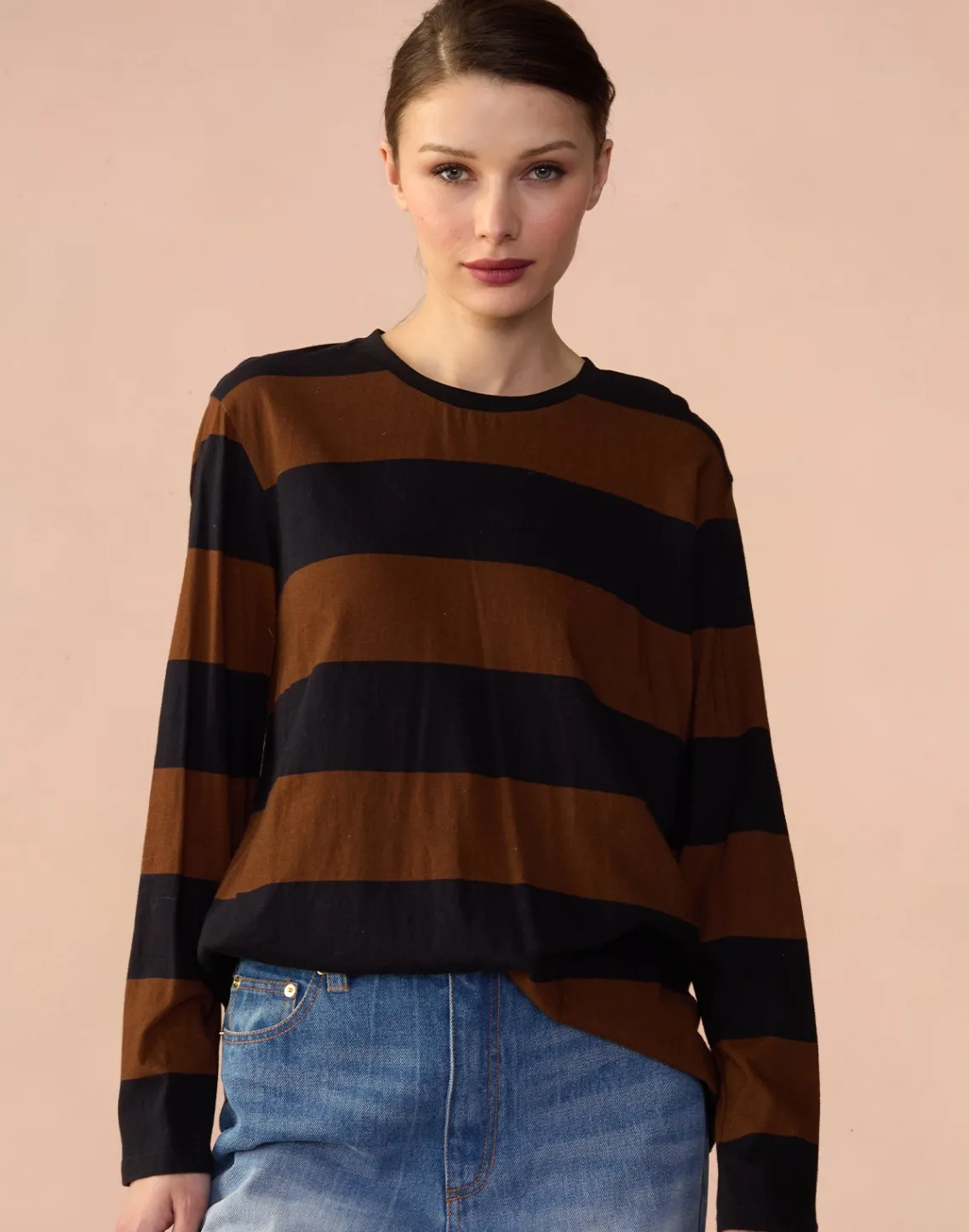 Cynthia Rowley Long Sleeve Everyday Tee BLKBR Fashion