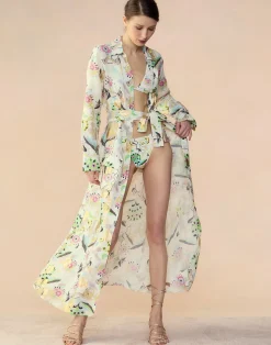 Cynthia Rowley Love Locket Linen Shirt Dress WHTFL Hot