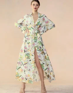 Cynthia Rowley Love Locket Linen Shirt Dress WHTFL Hot