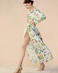 Cynthia Rowley Love Locket Linen Shirt Dress WHTFL Hot