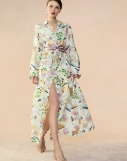 Cynthia Rowley Love Locket Linen Shirt Dress WHTFL Hot