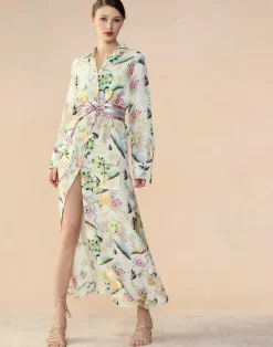 Cynthia Rowley Love Locket Linen Shirt Dress WHTFL Hot