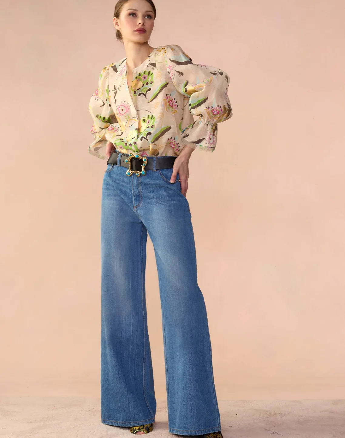 Cynthia Rowley Love Locket Silk Linen Blouse WHTML Sale