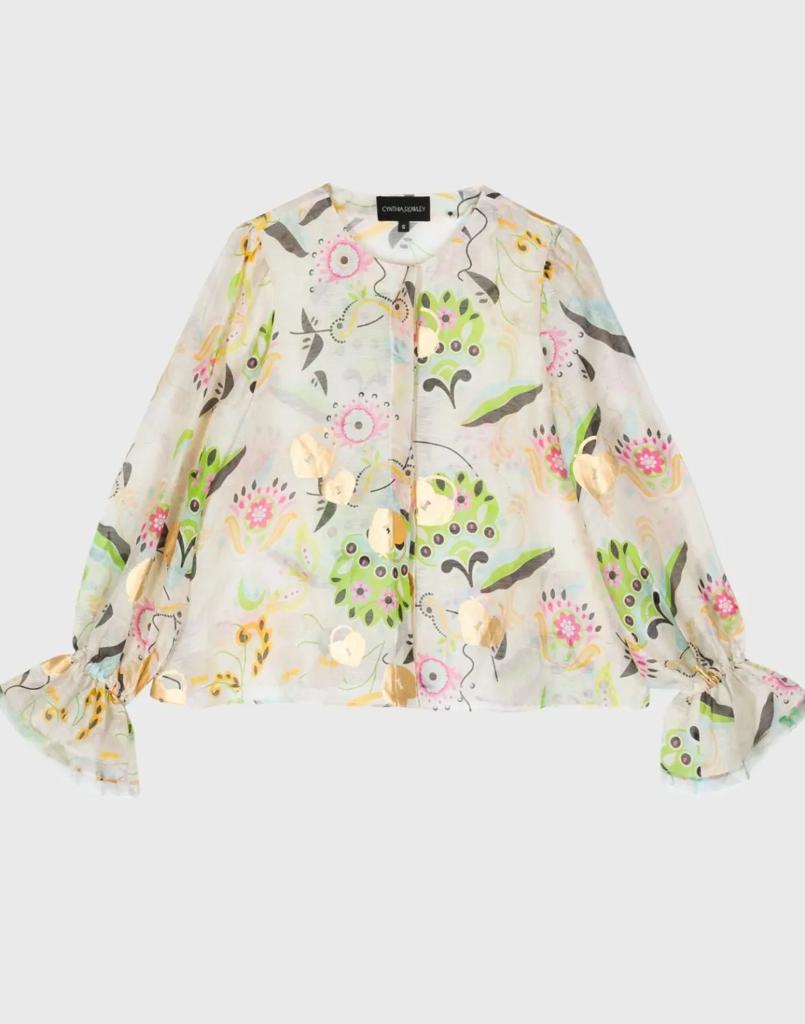 Cynthia Rowley Love Locket Silk Linen Blouse WHTML Sale