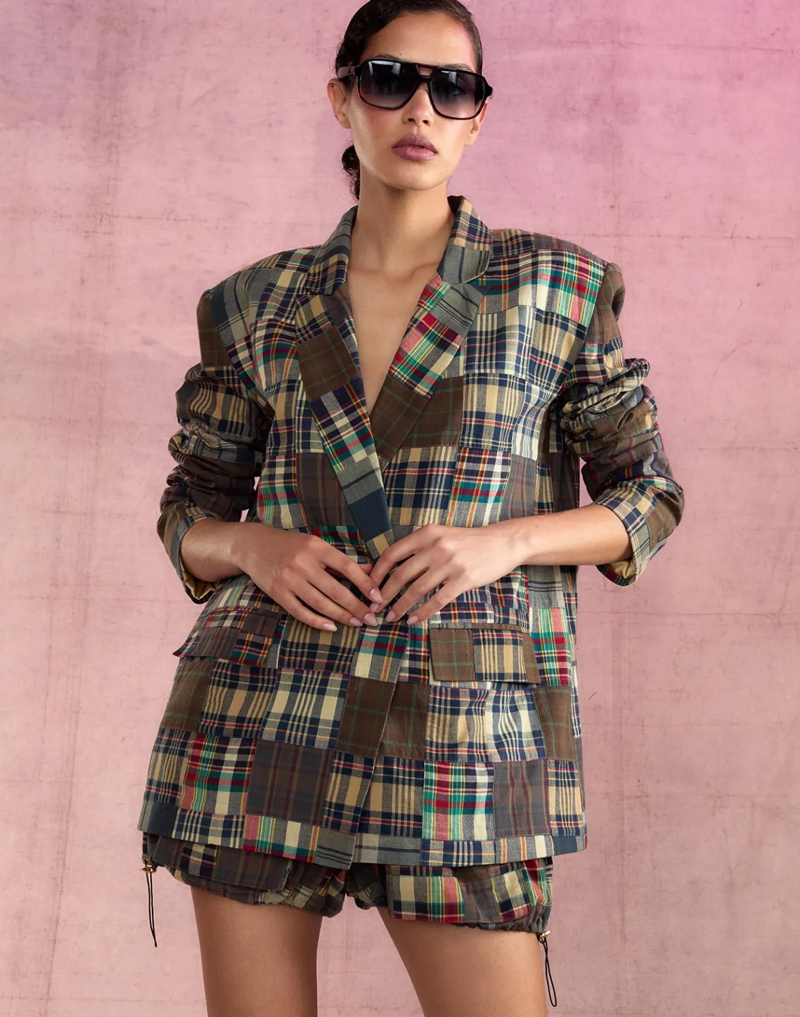 Cynthia Rowley Madrid Madras Blazer PLAID Best