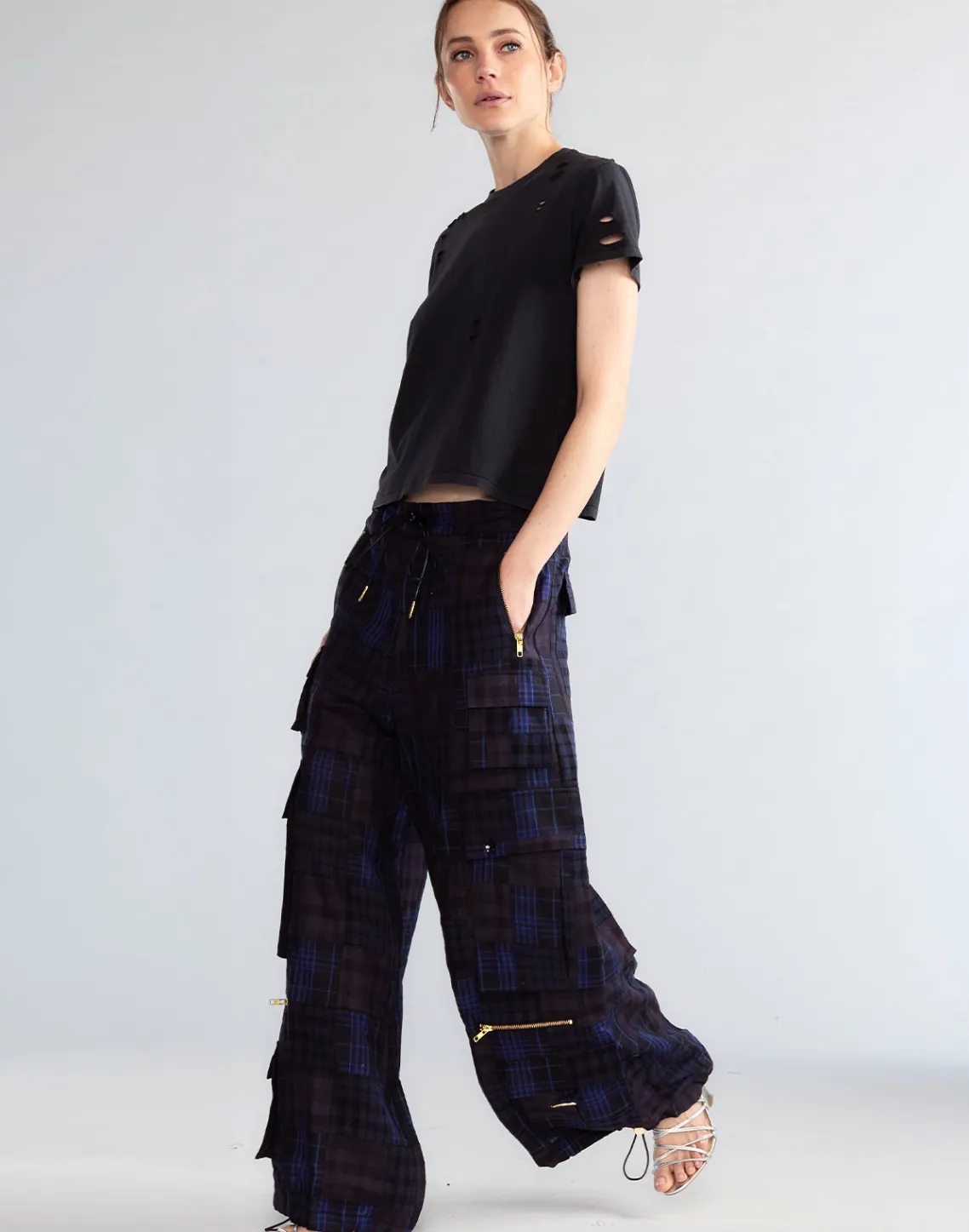 Cynthia Rowley Madrid Madras Cargo Pants NVMT New