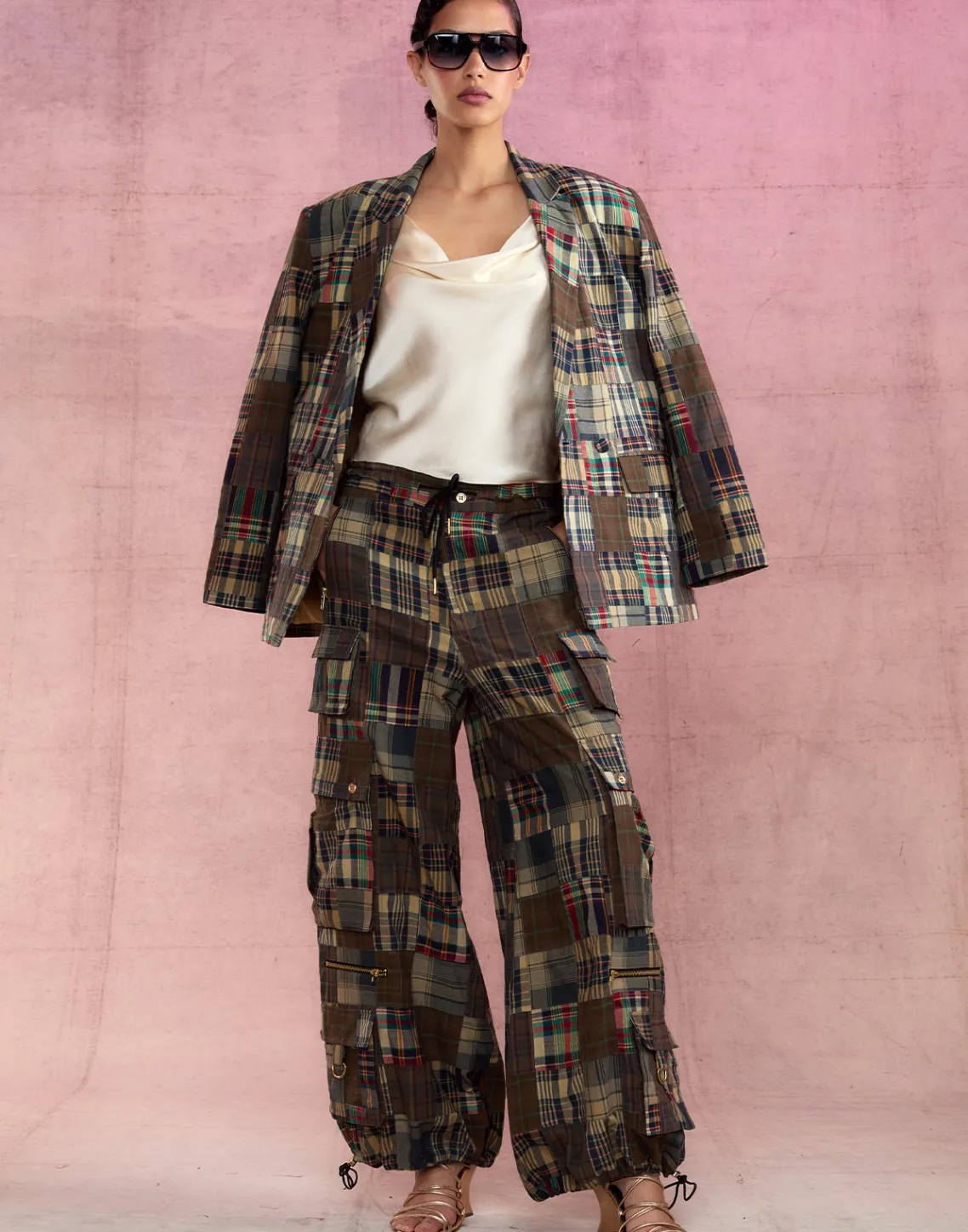 Cynthia Rowley Madrid Madras Cargo Pants PLAID New