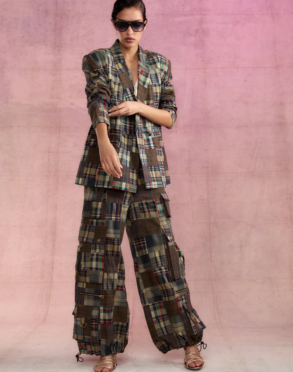 Cynthia Rowley Madrid Madras Cargo Pants PLAID New