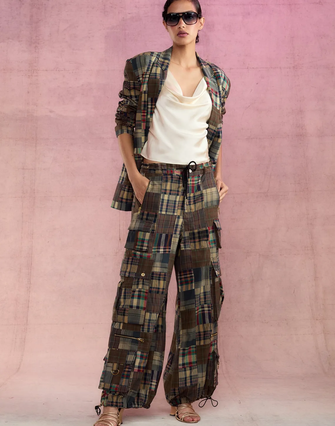 Cynthia Rowley Madrid Madras Cargo Pants PLAID New