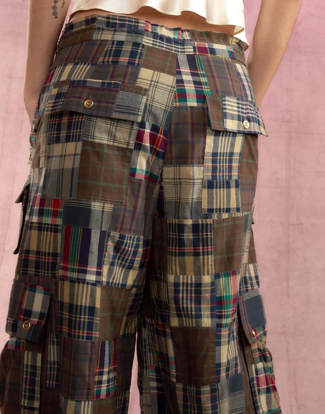 Cynthia Rowley Madrid Madras Cargo Pants PLAID New