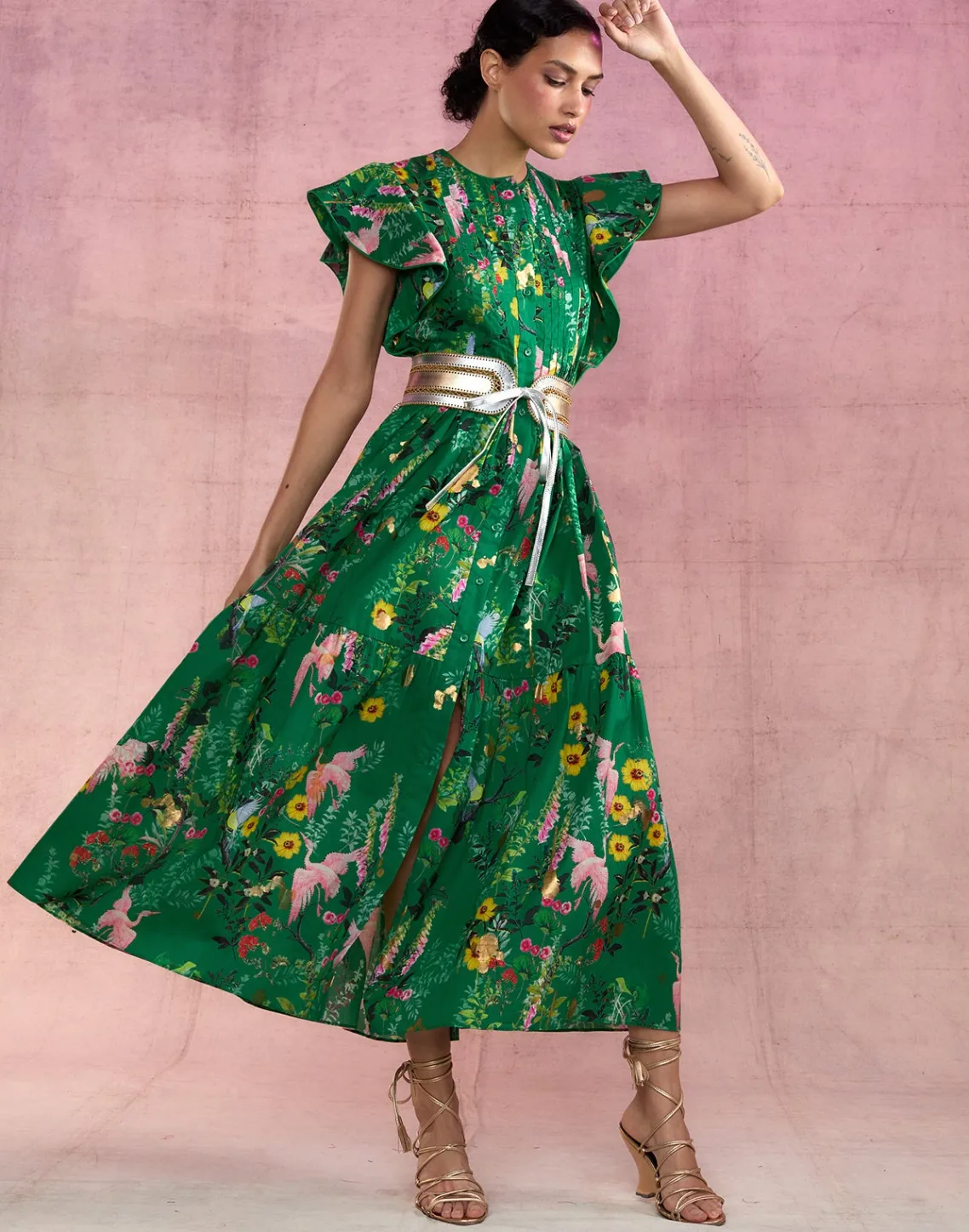 Cynthia Rowley Malta Kaftan GRNFL Hot