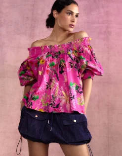 Cynthia Rowley Malta Off Shoulder Blouse PNKFL Best