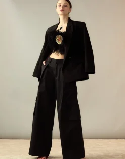 Cynthia Rowley Marbella Cotton Cargo Pant BLACK Hot