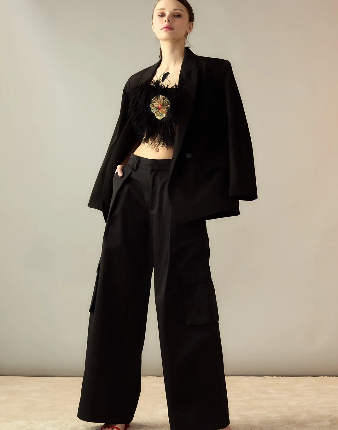 Cynthia Rowley Marbella Cotton Cargo Pant BLACK Hot