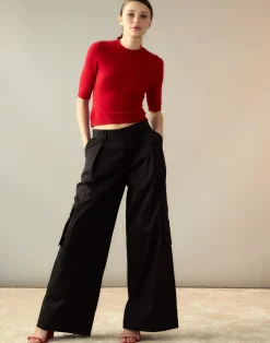 Cynthia Rowley Marbella Cotton Cargo Pant BLACK Hot