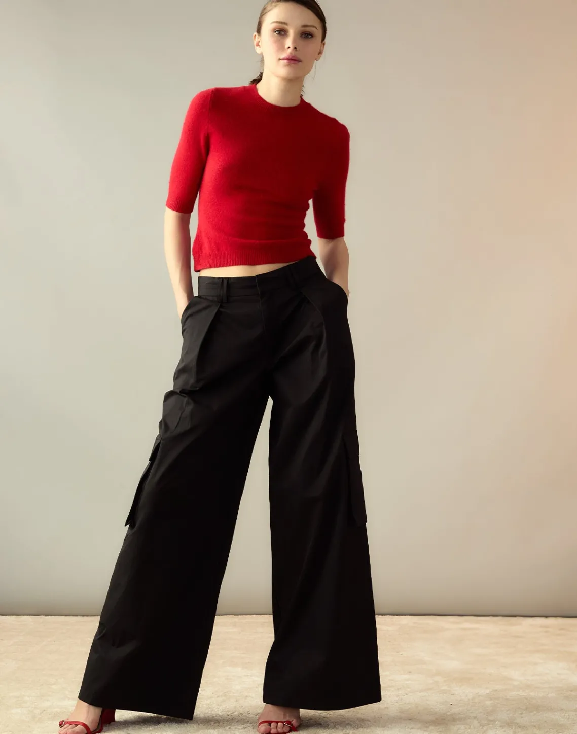 Cynthia Rowley Marbella Cotton Cargo Pant BLACK Hot