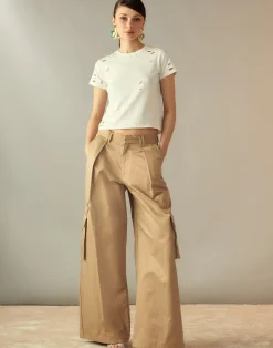 Cynthia Rowley Marbella Cotton Cargo Pant KHAKI Discount