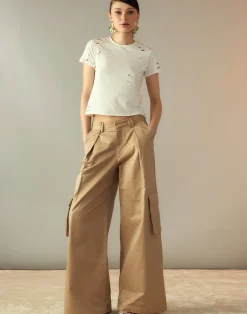 Cynthia Rowley Marbella Cotton Cargo Pant KHAKI Discount