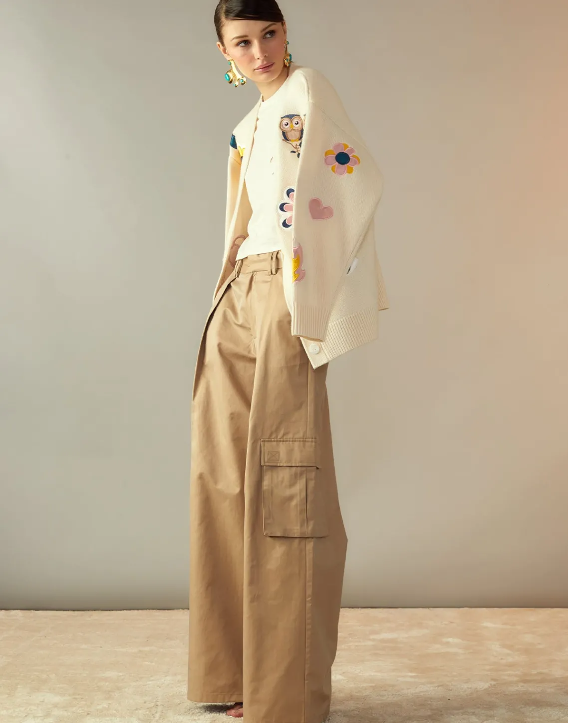 Cynthia Rowley Marbella Cotton Cargo Pant KHAKI Discount