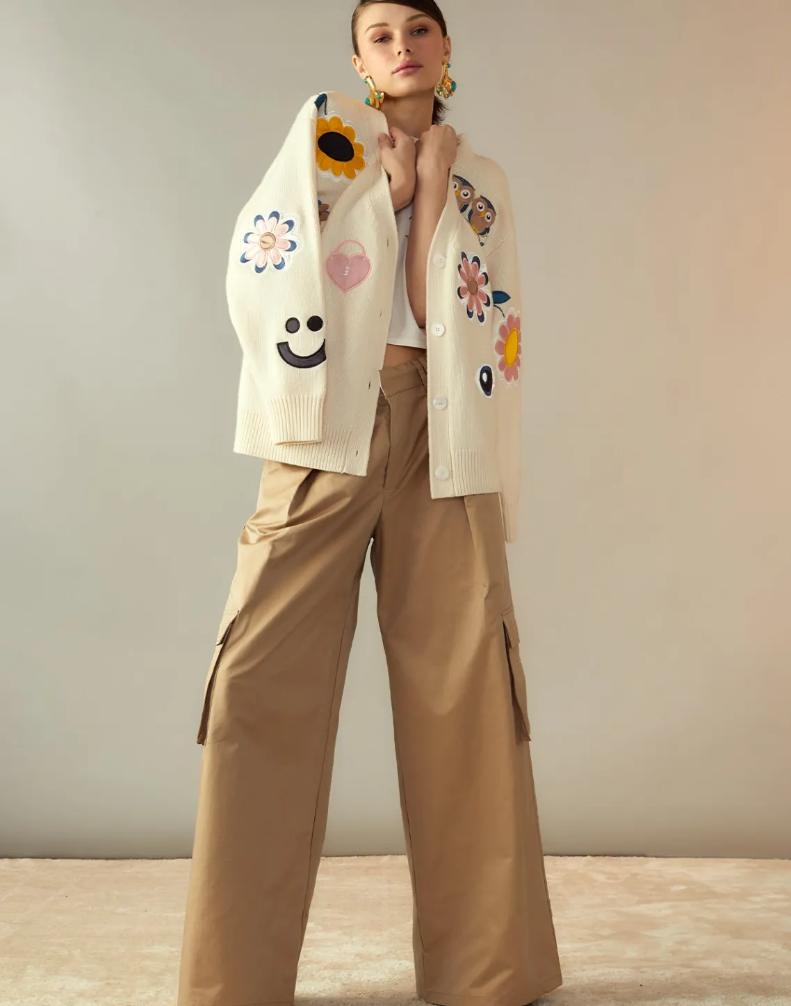 Cynthia Rowley Marbella Cotton Cargo Pant KHAKI Discount