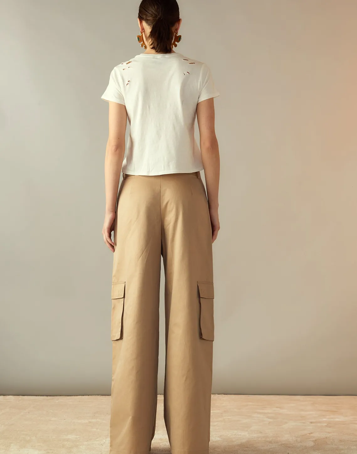 Cynthia Rowley Marbella Cotton Cargo Pant KHAKI Discount