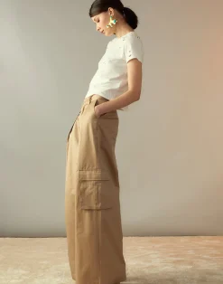 Cynthia Rowley Marbella Cotton Cargo Pant KHAKI Discount