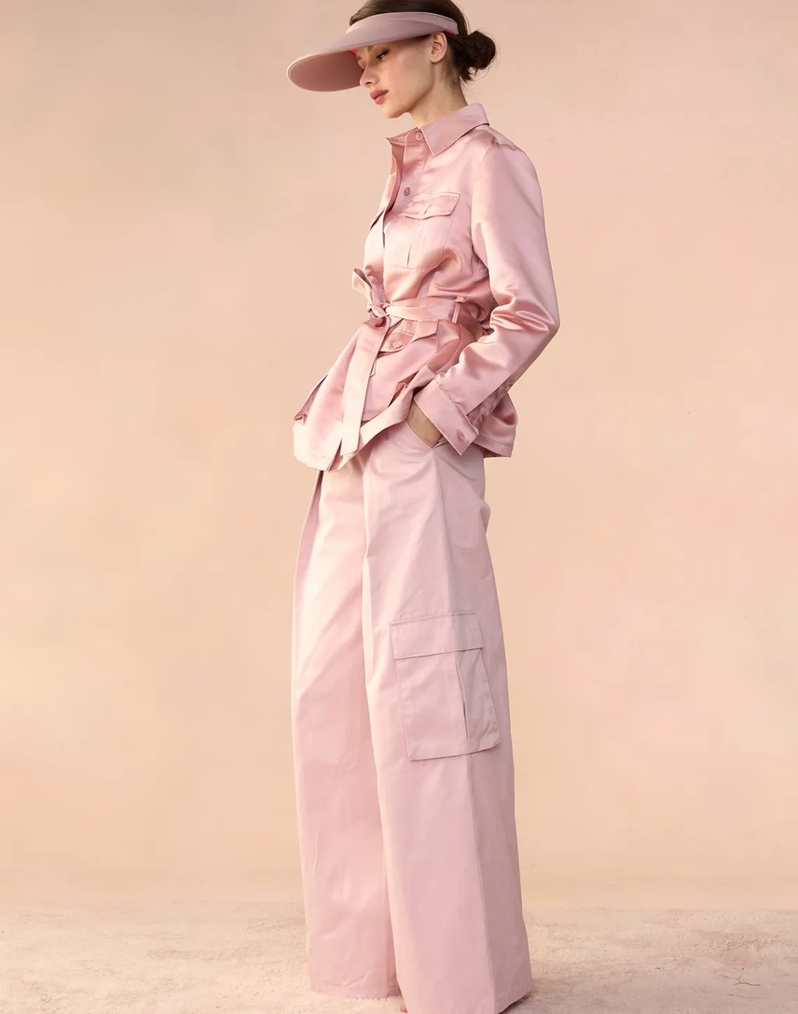 Cynthia Rowley Marbella Cotton Cargo Pant PINK Discount