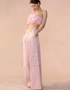 Cynthia Rowley Marbella Cotton Cargo Pant PINK Discount