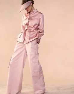 Cynthia Rowley Marbella Cotton Cargo Pant PINK Discount