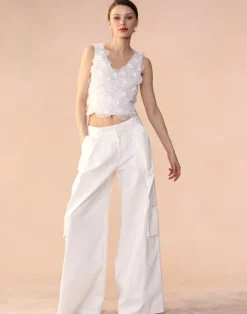 Cynthia Rowley Marbella Cotton Cargo Pant White Outlet